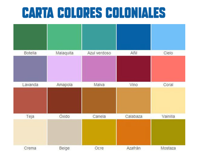 Carta colores coloniales